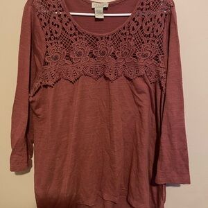 Elegant Lace Detail Blouse - Mauve